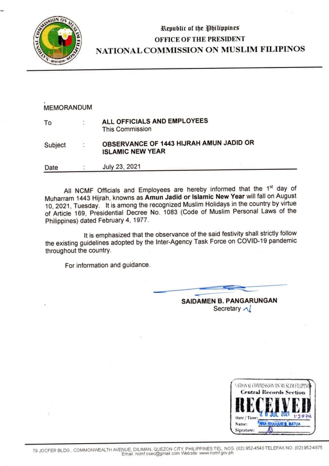 August 19 Quezon City Day Holiday Proclamation