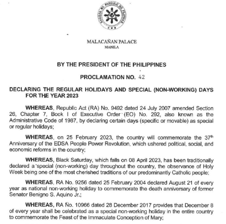 LOOK HERE: Full List Of National Holidays For 2023 – THE FILIPINO SCRIBE